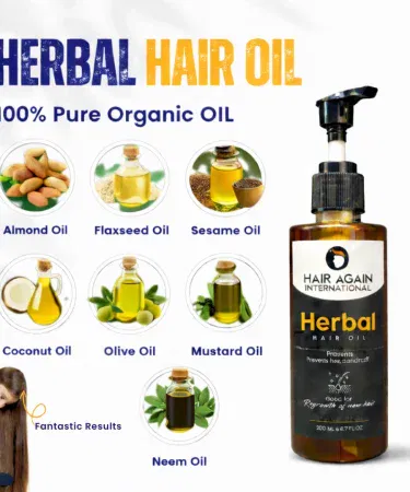 Herbal hair oil 200ml anti hair fall dandruff treatment pump bottle sold in Pakistan