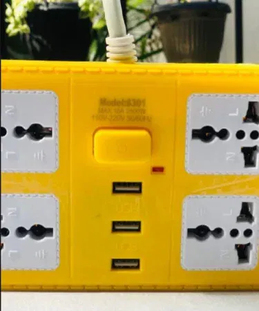 Copper extension lead with five meter wire and three USB ports sold in Pakistan