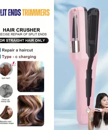 Cordless split end hair trimmer USB rechargeable pink portable women grooming tool sold in Pakistan