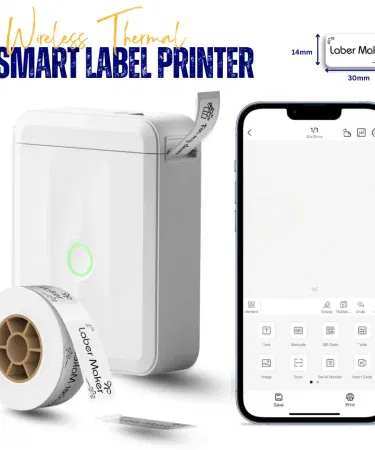 White mini D110 portable Bluetooth thermal label printer with app support for Pakistan
