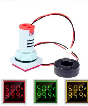 Square panel digital volt and ampere meter light with LED display sold in Pakistan