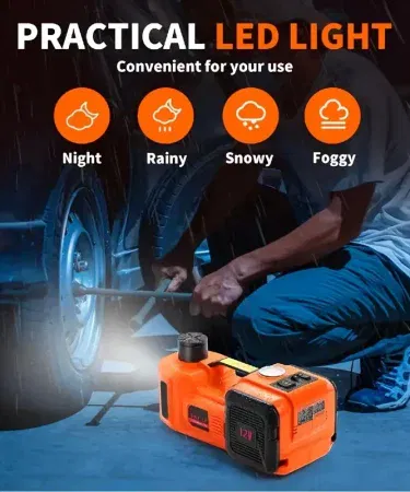 5 ton electric car jack with impact wrench air pump LED light and tool box