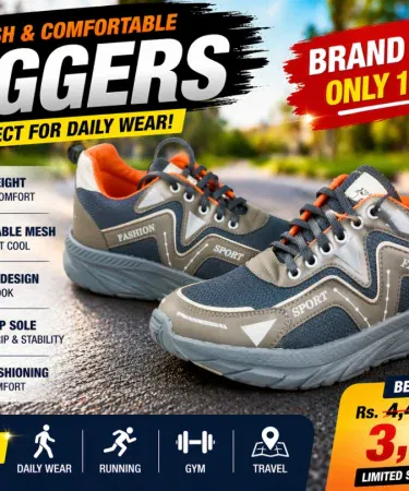 Men's stylish jogger sneakers lightweight breathable anti slip casual running shoes sold in Pakistan