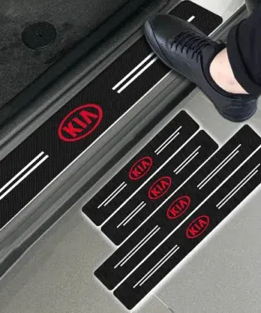 4 PCS KIA Cars Door Sill Protector Carbon Fiber for enhanced car exterior protection and style.