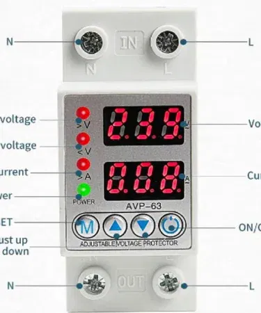 Muhafiz 80A adjustable single phase over under voltage and ampere protector for Pakistan