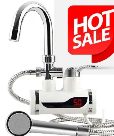 Vitamax instant electric water heater tap with digital display and shower head sold in Pakistan