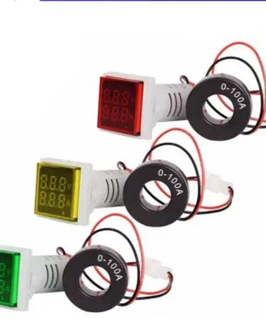 Square panel digital volt and ampere meter light with LED display sold in Pakistan