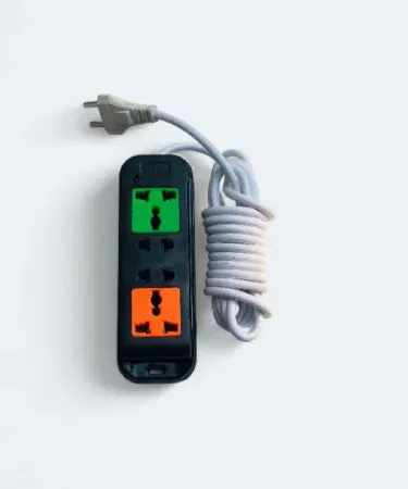 Power extension outlet with four sockets and three meter copper wire sold in Pakistan
