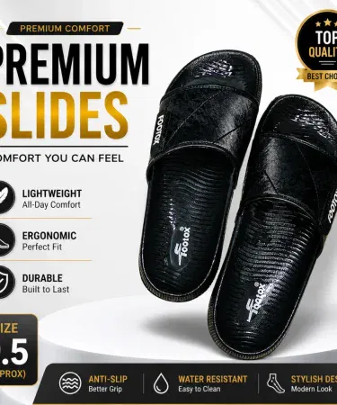 Premium lightweight anti-slip slides for men in random colors sold in Pakistan
