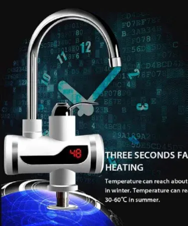 Instant electric hot water heater tap with digital display and shower head sold in Pakistan