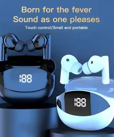 Mate 80 Plus white Bluetooth 5.4 wireless earbuds with LED display for Pakistan