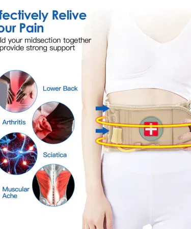 Beige spinal air traction belt with manual pump for back pain relief in Pakistan