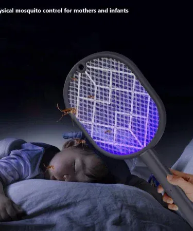 Rechargeable 2 in 1 mosquito killer racket with LED light and charging stand Pakistan