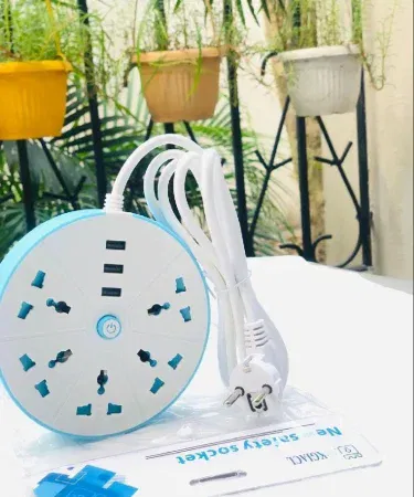 Round power strip with multiple outlets USB ports and 2 meter copper wire for Pakistan