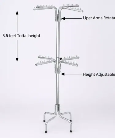 Chrome stainless steel adjustable garment display rack 5.6 feet rotatable with 48 hanger capacity