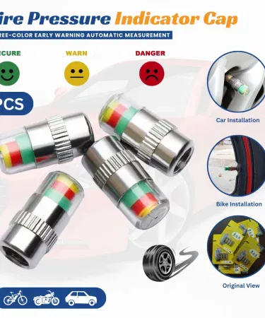 Tire pressure monitor valve caps color indicator car bike motorcycle 4 pieces Pakistan