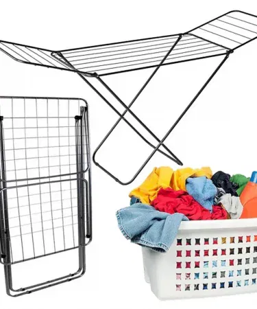 Stainless steel foldable cloth dryer stand with rust resistant sturdy frame for Pakistan homes