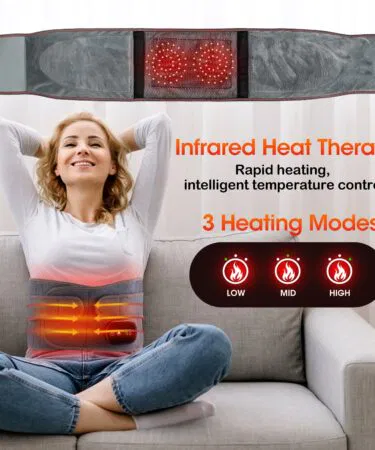 Heating Belt Red Light Hot Compress Heating Vibration Massager Support Back Waist Abdomen Pain Relief Belt