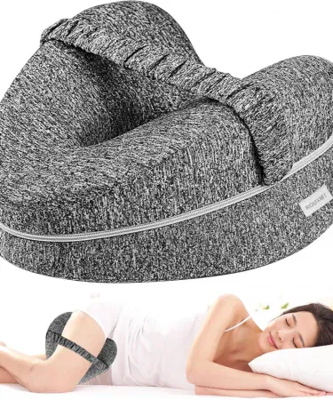 Heart shape orthopedic memory foam knee pillow for side sleepers sold in Pakistan