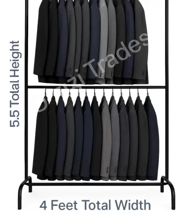 Double pole metal cloth hanging stand for boutique and home use in Pakistan