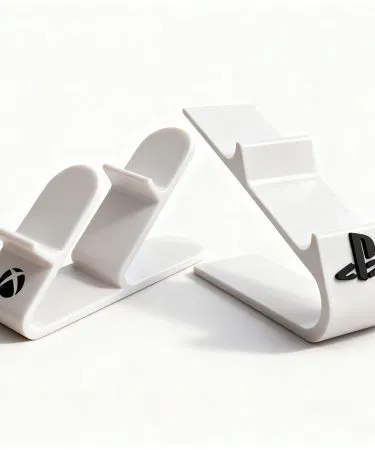 White dual gaming controller stand desk organizer for PS5 and Xbox sold in Pakistan