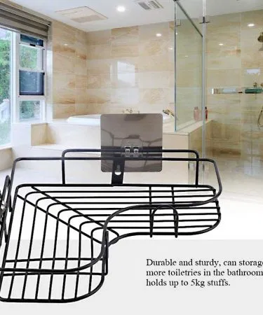 Multi-Use Wall Corner Storage Shelf – Durable Metal Bathroom and Kitchen Organizer 90 Degree Wall Mounted Rack with Open Wire Basket