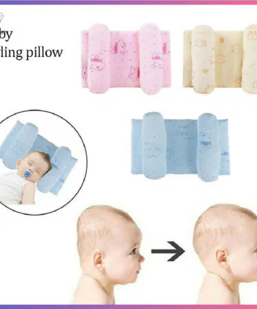 Baby anti-roll head support pillow for comfortable sleep and healthy development, preventing flat head syndrome.