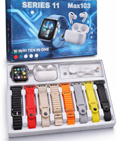 10-in-1 Smartwatch with Wireless Earbuds Combo, Bluetooth calling, fitness tracking, long battery, Pakistan