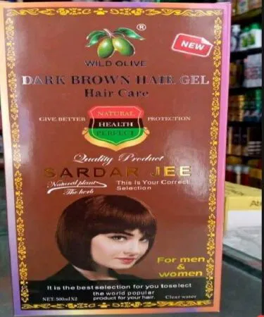 Sardar Jee dark brown hair gel 1000ml pack for long-lasting color in Pakistan