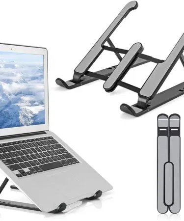 Adjustable metal laptop stand, folding storage bracket, portable and durable, 24x4.5cm folded, 24x16.5cm opened, sold in Pakistan