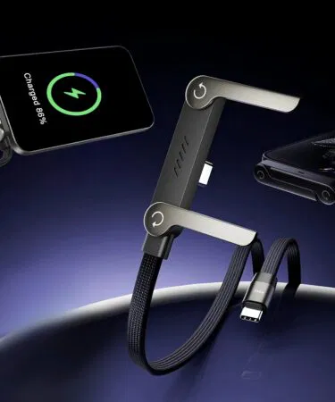 240W USB-C to C fast charging cable with foldable bracket and desktop holder for Type-C devices.