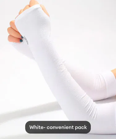 Premium thumb sleeves hand covers in black, skin, blue, pink, and grey for sun protection.