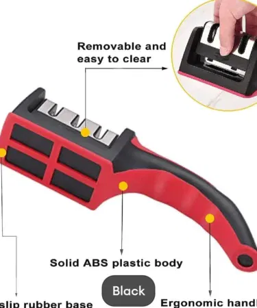 4-in-1 manual kitchen knife and scissor sharpener with adjustable slots, durable stainless steel, sold in Pakistan