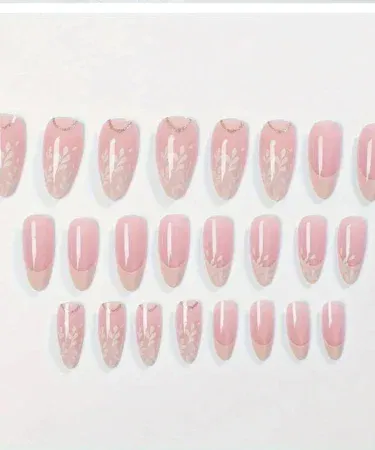 Pack of 12 artificial press-on nails for girls, mid-length wearing armor, ABS material, available in Pakistan