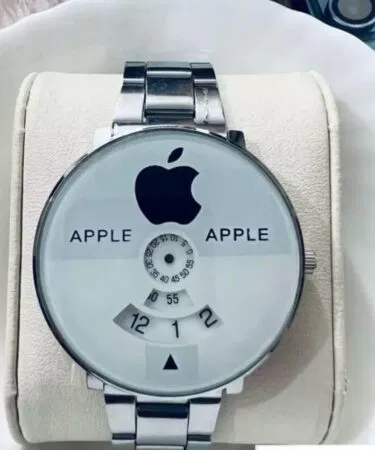 Men's stainless steel watch with a white dial and black accents, round case, suitable for all occasions in Pakistan.