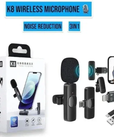 K8 Wireless Microphone for Mobile with Type-C and iPhone compatibility, noise reduction, plug-and-play, Pakistan