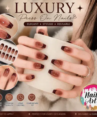 Pack of 12 press on artificial nails with glue for girls and women, nail art, sold in Pakistan