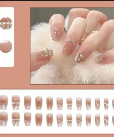 12 Pcs beautiful nails for girls with glue for a perfect manicure, available in Pakistan.