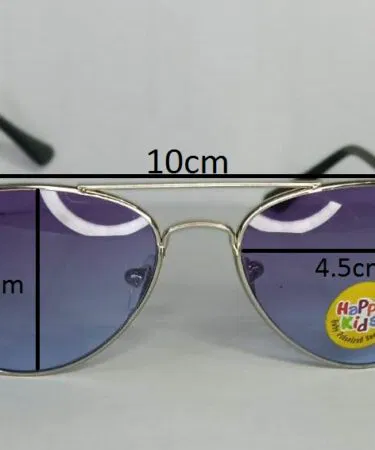 Silver steel frame sunglasses with blue lenses for kids, ideal for sunny days in Pakistan.