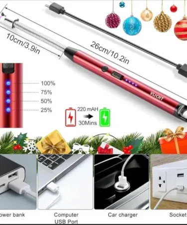 USB rechargeable arc lighter, flameless, windproof electric lighter for candles and kitchen, flexible neck