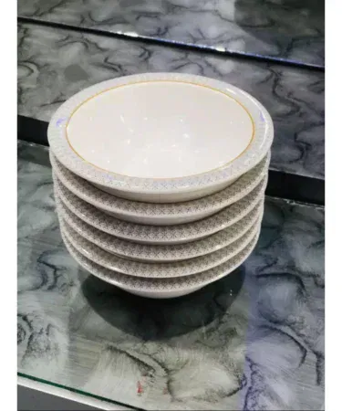 Set of 6 large 6-inch double glazed melamine bowls for soup, curry, and sweets, sold in Pakistan.