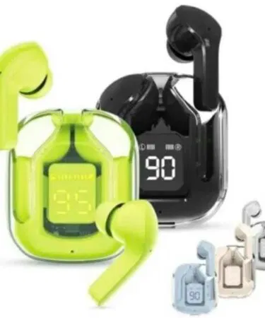 Air 31 TWS transparent Bluetooth earbuds with sweat-proof feature, compatible with Android.