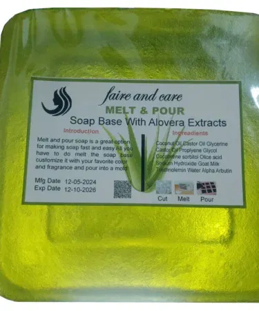 Fair and Care Glycerin Soap Base with Aloe Vera Extracts for handmade soap, transparent, moisturizing, gentle, Pakistan