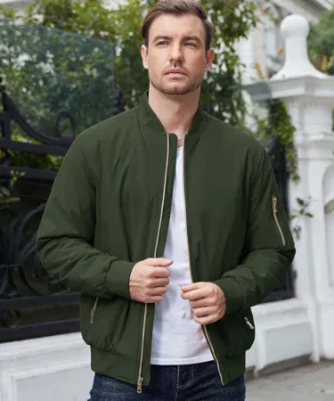 CRYSULLY men's lightweight bomber jacket for fall and spring, ideal for Pakistan.