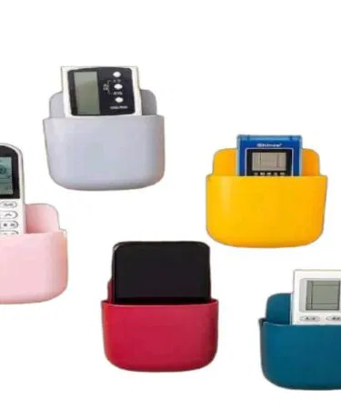 Red ABS plastic wall mounted remote control holder and mobile stand organizer for home in Pakistan