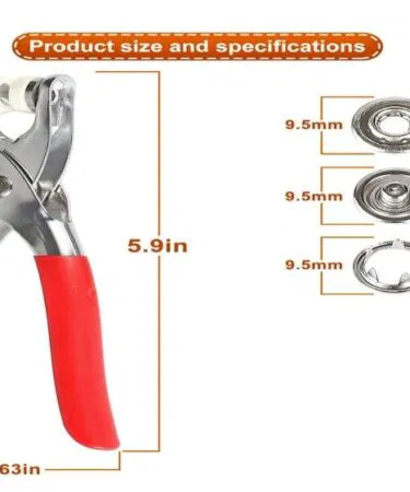 Snap button tool kit with 50 assorted metal buttons for fabric crafting, random color, sold in Pakistan