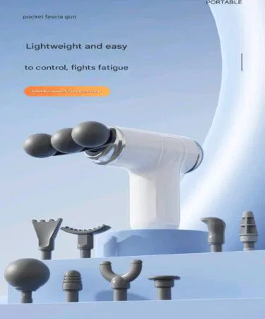 Triple head multifunctional body massager gun for full body muscle relaxation, with interchangeable heads and adjustable speed.