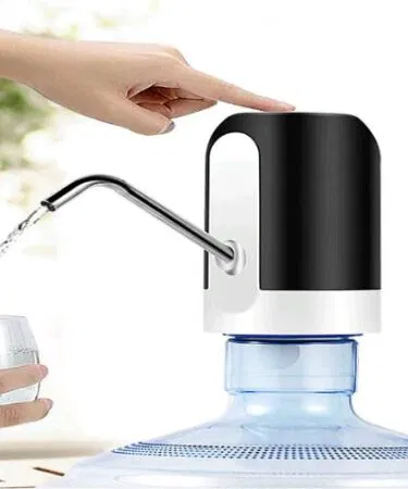 Rechargeable automatic water pump dispenser for 5-gallon bottles, USB electric, portable, BPA-free, white & black
