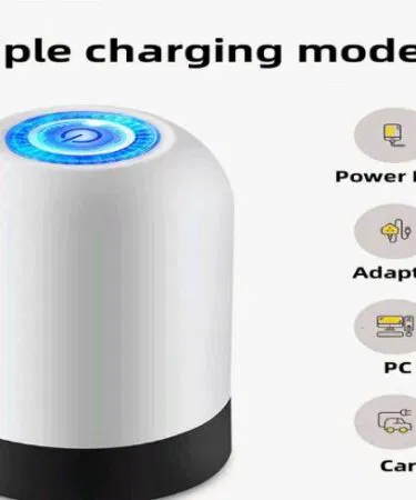 Rechargeable automatic water pump dispenser for 5-gallon bottles, USB electric, portable, BPA-free, white & black