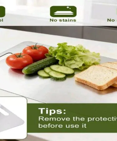 Premium BPA-Free white plastic cutting board, durable, non-slip, easy to clean, for meat, fruits, vegetables.